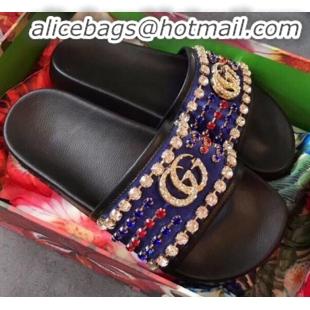 Purchase Gucci GG Canvas Espadrilles Slide Sandals G71626 Blue