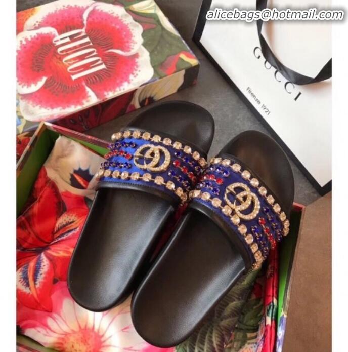 Purchase Gucci GG Canvas Espadrilles Slide Sandals G71626 Blue