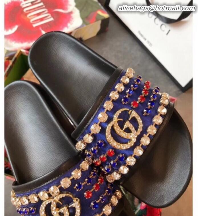 Purchase Gucci GG Canvas Espadrilles Slide Sandals G71626 Blue