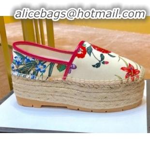 Good Quality Gucci GG Canvas Espadrilles Slide Sandals G71626 Red