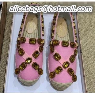 New Design Gucci Canvas Espadrille with Crystals Band 5573025 Pink 2019