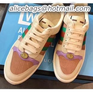 Fashion Gucci Screener Leather Sneaker 577684 White/Brown