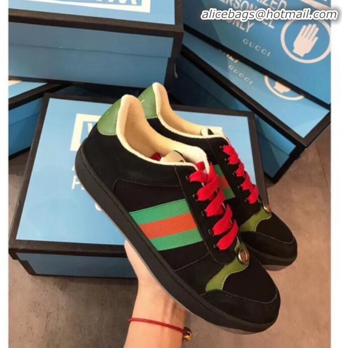 Discount Gucci Screener Leather Sneaker 577684 Black