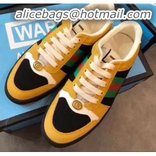 Best Quality Gucci Screener Leather Sneaker 577684 Yellow