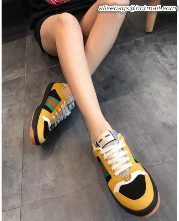 Best Quality Gucci Screener Leather Sneaker 577684 Yellow