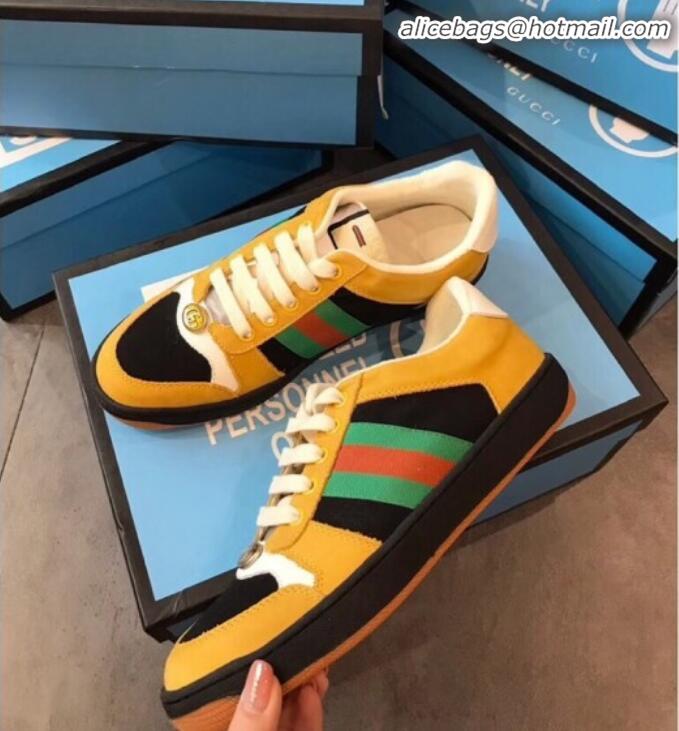 Best Quality Gucci Screener Leather Sneaker 577684 Yellow