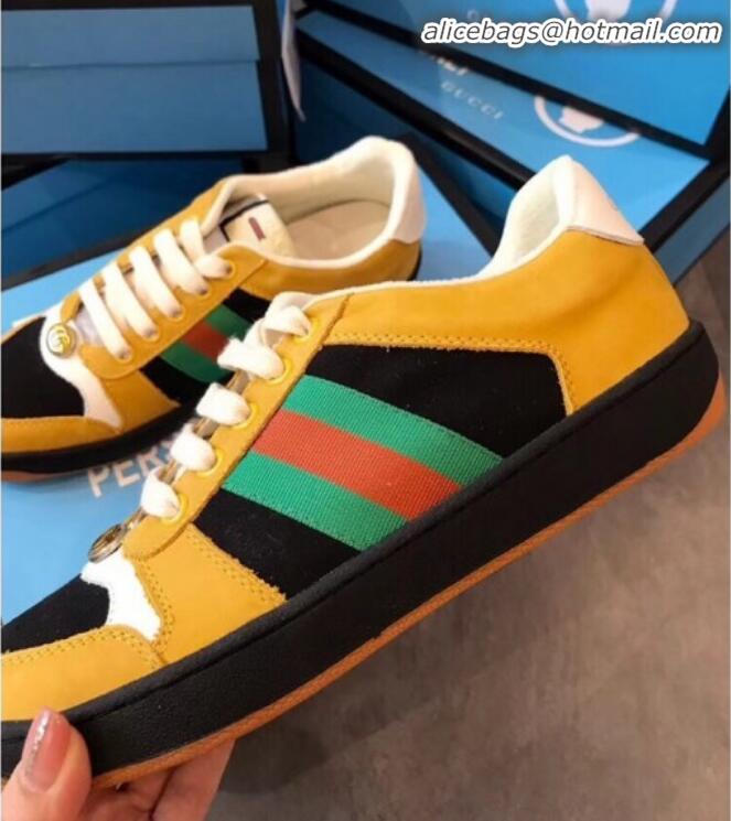 Best Quality Gucci Screener Leather Sneaker 577684 Yellow