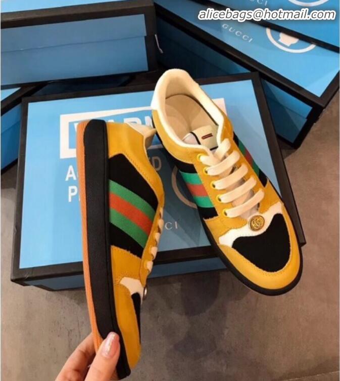 Best Quality Gucci Screener Leather Sneaker 577684 Yellow