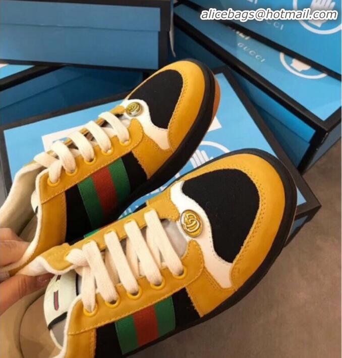 Best Quality Gucci Screener Leather Sneaker 577684 Yellow