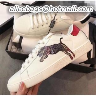 Best Price Gucci Ace Sneaker with Leaping Tiger G72638 White