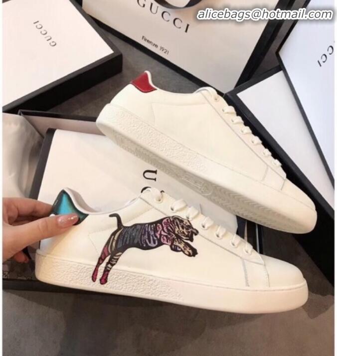 Best Price Gucci Ace Sneaker with Leaping Tiger G72638 White