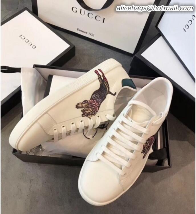 Best Price Gucci Ace Sneaker with Leaping Tiger G72638 White