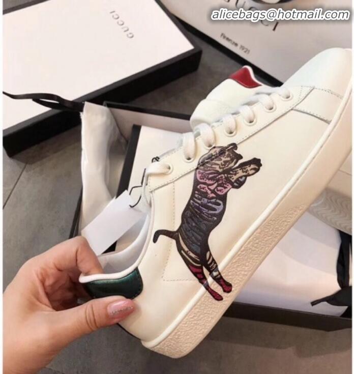 Best Price Gucci Ace Sneaker with Leaping Tiger G72638 White