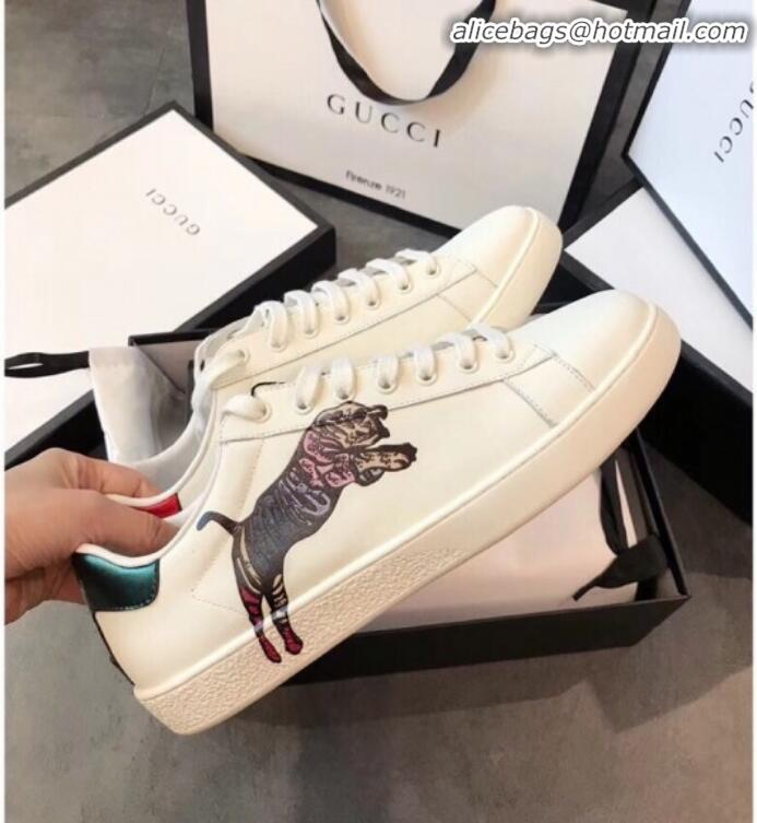 Best Price Gucci Ace Sneaker with Leaping Tiger G72638 White