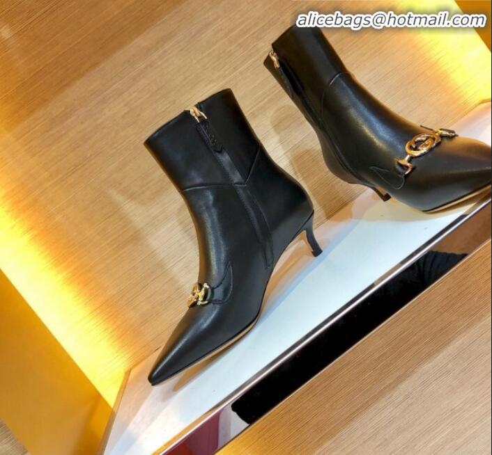 New Arrivals Gucci Zumi Leather Heel Short Boot 577157 Black