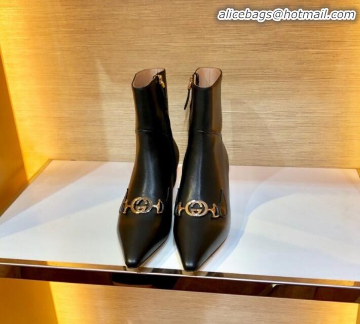 New Arrivals Gucci Zumi Leather Heel Short Boot 577157 Black