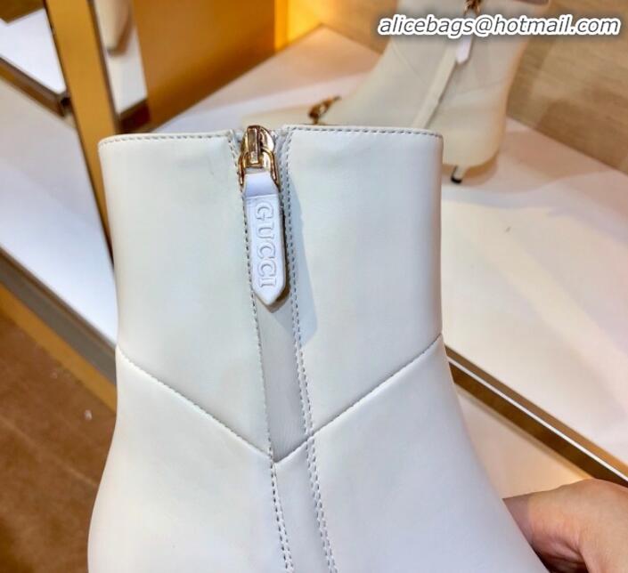 New Product Gucci Zumi Leather Heel Short Boot 577157 White