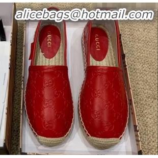 New Style Gucci Signature GG Leather Espadrilles G81535 Red 2020