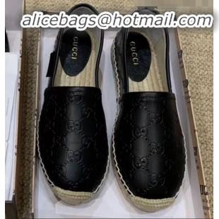 Best Price Gucci Signature GG Leather Espadrilles G81535 Black 2020