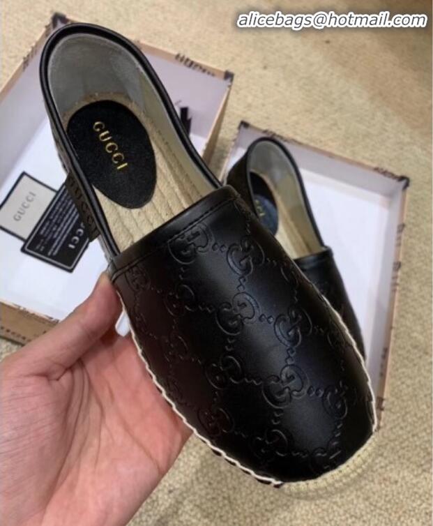 Best Price Gucci Signature GG Leather Espadrilles G81535 Black 2020