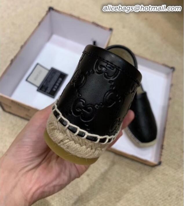 Best Price Gucci Signature GG Leather Espadrilles G81535 Black 2020