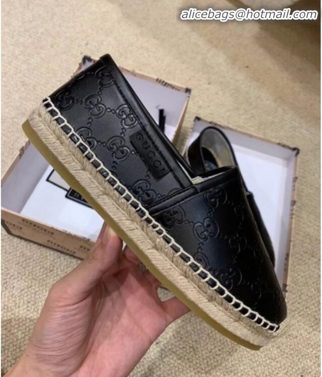 Best Price Gucci Signature GG Leather Espadrilles G81535 Black 2020