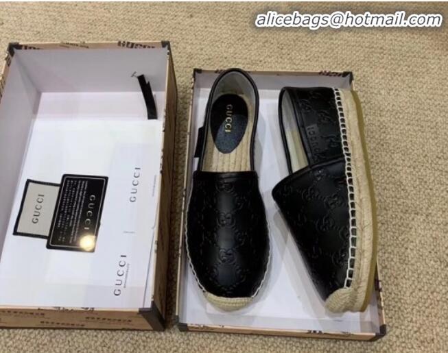 Best Price Gucci Signature GG Leather Espadrilles G81535 Black 2020