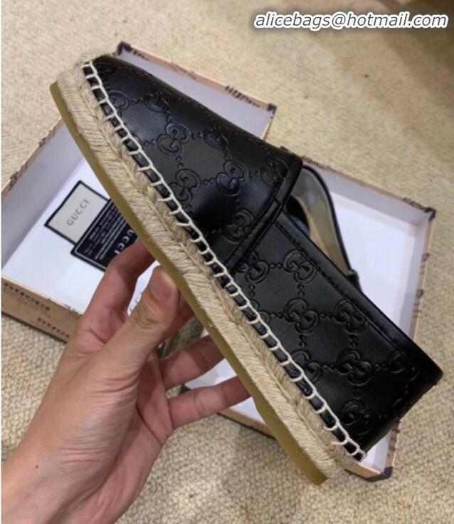 Best Price Gucci Signature GG Leather Espadrilles G81535 Black 2020