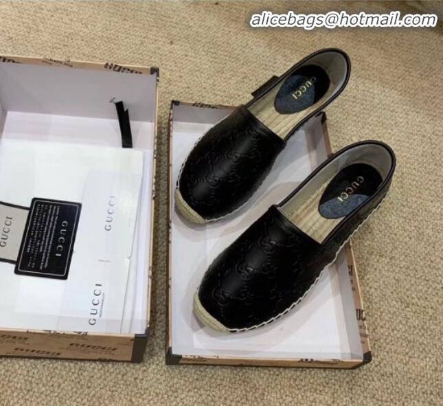 Best Price Gucci Signature GG Leather Espadrilles G81535 Black 2020