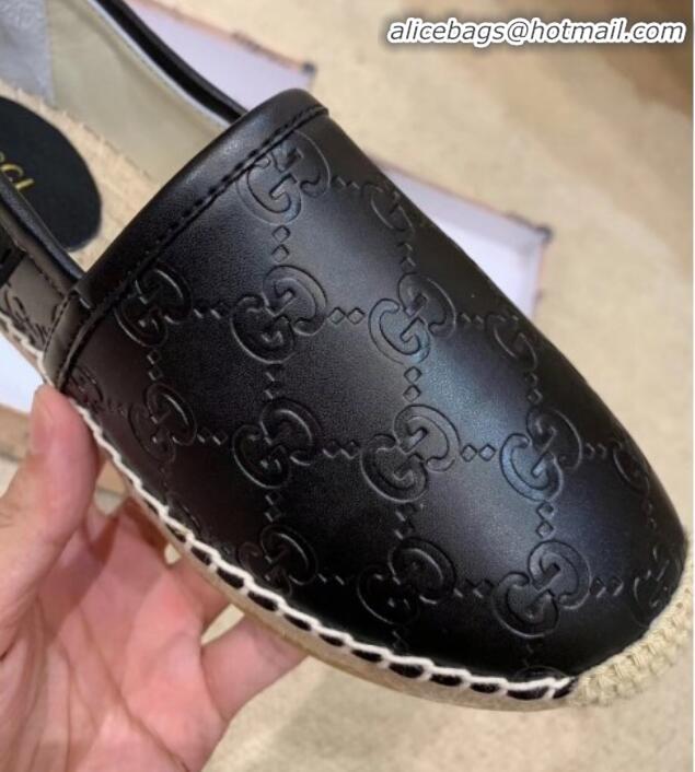 Best Price Gucci Signature GG Leather Espadrilles G81535 Black 2020