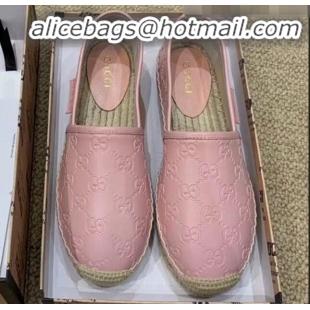 New Stylish Gucci Signature GG Leather Espadrilles G81535 Pink 2020