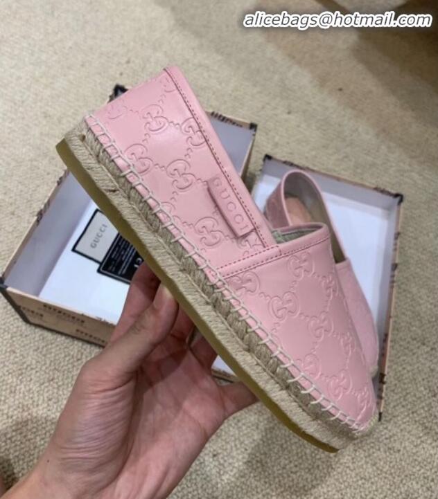 New Stylish Gucci Signature GG Leather Espadrilles G81535 Pink 2020