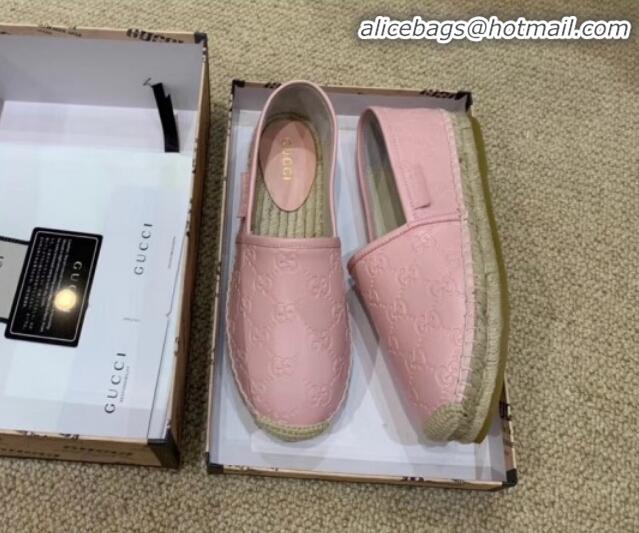 New Stylish Gucci Signature GG Leather Espadrilles G81535 Pink 2020