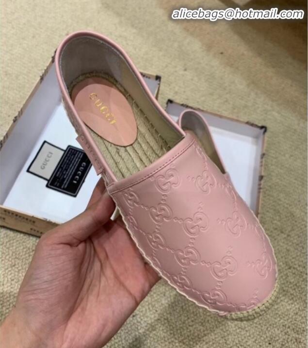 New Stylish Gucci Signature GG Leather Espadrilles G81535 Pink 2020