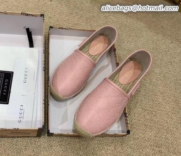 New Stylish Gucci Signature GG Leather Espadrilles G81535 Pink 2020