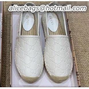 Fashion Gucci Signature GG Leather Espadrilles G81535 White 2020