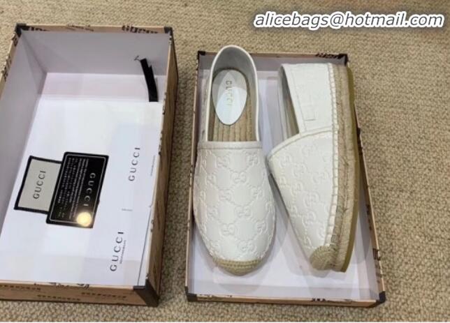 Fashion Gucci Signature GG Leather Espadrilles G81535 White 2020