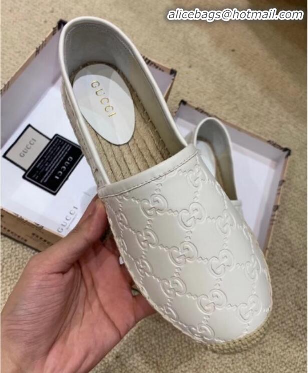 Fashion Gucci Signature GG Leather Espadrilles G81535 White 2020