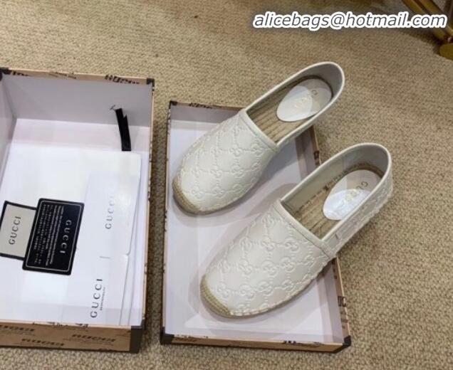 Fashion Gucci Signature GG Leather Espadrilles G81535 White 2020