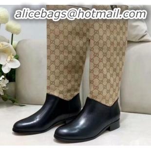 Pretty Style Gucci GG Leather Flat High Shaft Knee Boots ‎549678