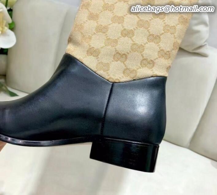 Pretty Style Gucci GG Leather Flat High Shaft Knee Boots ‎549678