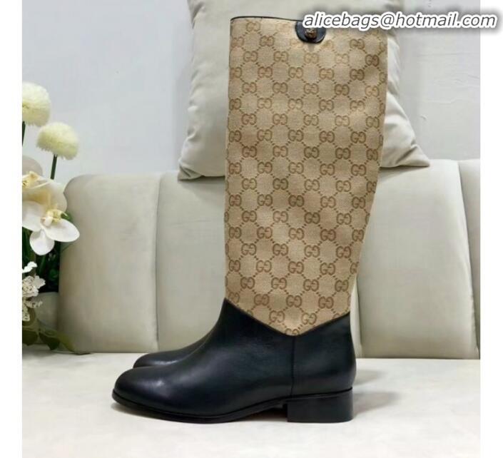 Pretty Style Gucci GG Leather Flat High Shaft Knee Boots ‎549678