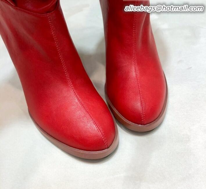 Lower Price Gucci Leather Tied Mid-heel High Knee Boot 549680 Red