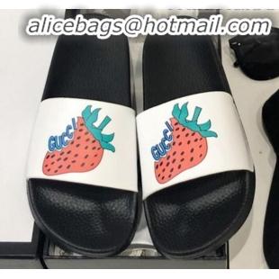 Discount Gucci Strawberry Flat Slide Sandals G82163