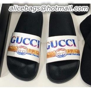 Good Taste Gucci Rainbow Logo Flat Slide Sandals G82164