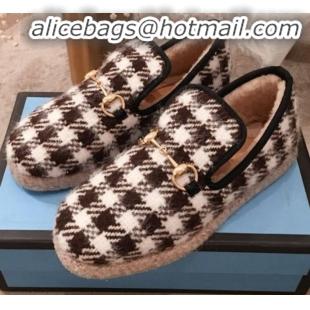 Perfect Gucci Striped Wool Lining Flat Horsebit Loafers 575850 Coffee 