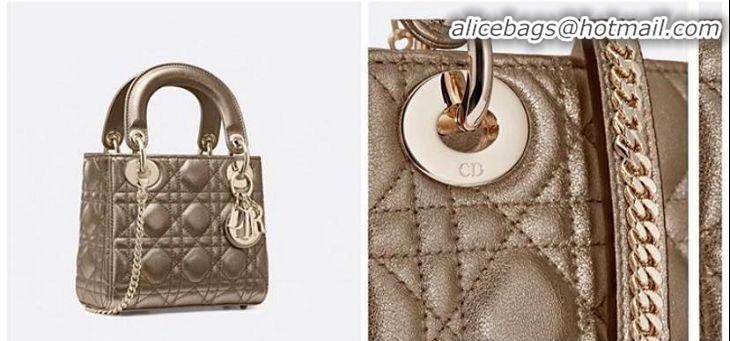 Good Product Dior mini Lady Dior Bag Original Sheepskin Leather CD5500 Gold