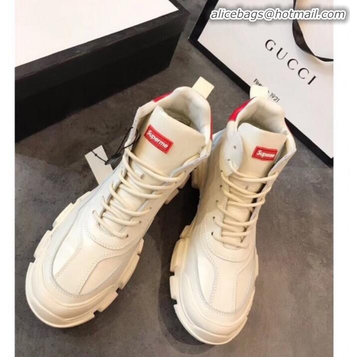 Well Crafted Gucci Superme Calfskin High-Top Sneakers G82721White/Red