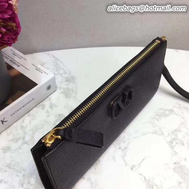 Unique Style VALENTINO Origianl leather Clutch Bag V060 Black