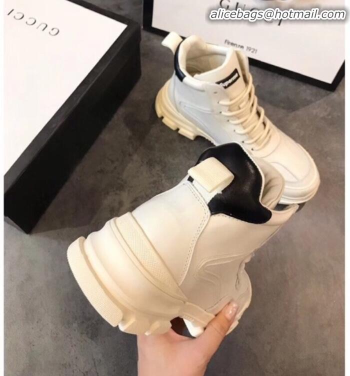 Top Quality Gucci Superme Calfskin High-Top Sneakers G82721 White/Black